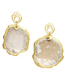 For a look that rocks! Alfani's earth-inspired style combines glass geodes in a gold-plated mixed metal setting. Approximate drop: 2-1/8 inches.