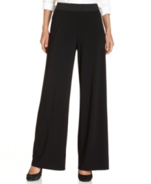 Alfani's petite pants feature a chic wide-leg silhouette and sleek look--tuck in a silky printed top or classic oxford shirt for easy style! Alfani's petite pants feature a chic wide-leg silhouette and sleek look--tuck in a silky printed top or classic oxford shirt for easy style!