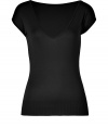 Polish your workweek staples with Ralph Lauren Blacks cap sleeve top, a luxe alternative to your favorite tee - Deep V-neckline, cap sleeves, ribbed hemline - Long lean fit - Wear with everything from favorite skinnies and loafers to pencil skirts and heels