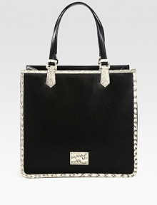 EXCLUSIVELY AT SAKS. A luxurious python-embossed leather trimmed style with a boxy frame and a sleek design.Double shoulder straps, 8.5 dropStrap and lobster clasp closureOne inside zip pocketTwo inside open pocketsFully lined14W X 13¼H X 6DImported EXCLUSIVELY AT SAKS. A luxurious python-embossed leather trimmed style with a boxy frame and a sleek design.Double shoulder straps, 8.5 dropStrap and lobster clasp closureOne inside zip pocketTwo inside open pocketsFully lined14W X 13¼H X 6DImported