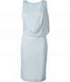 Luxurious dress in fine rayon - elegant pastel - classic shift cut with feminine crew neck and slightly broader straps - new: slim top with Toga-style drapes - accentuated waist - sharply figure-hugging cut, knee-length (typical pencil cut) extremely high quality, very comfortable to wear - world class gown for many nice occasions - pair with gladiator booties, pumps or peep-toes