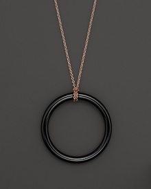 Lisa Nik 18K Rose Gold and Black Onyx Pendant Necklace, 17.5