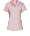 With its sweet round collar and glistening silk-satin, Steffen Schrauts short sleeve top is workweek essential packed with pairing possibilities - Round collar, short sleeves, slit with button closure at nape - Softly tailored fit - Wear with a pencil skirt and heels, or dress down with skinny jeans and your favorite flats