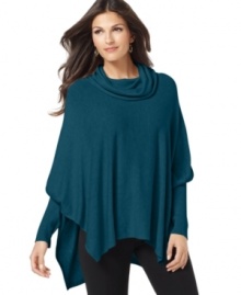 Get on trend with this stylish poncho sweater from Alfani – they combined the best of both looks to create a chic, comfy piece that you'll want to wear all season long!