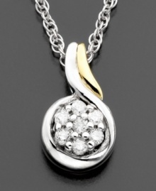 Happiness shines through the beautiful round-cut diamond accents set in 14k gold & sterling silver. Pendant measures a 1/2-inches. Approximate length: 18 inches. Happiness shines through the beautiful round-cut diamond accents set in 14k gold & sterling silver. Pendant measures a 1/2-inches. Approximate length: 18 inches.