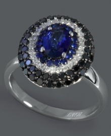 For a look that's out of this world. Effy Collection's spectacularly stunning orbital ring features layers of round-cut diffused ceylon sapphire (1-1/8 ct. t.w.), black diamonds (9/10 ct. t.w.) and white diamonds (1/10 ct. t.w.). Crafted in 14k white gold. Approximate length: 2/3 inch. Approximate width: 1/2 inch. For a look that's out of this world. Effy Collection's spectacularly stunning orbital ring features layers of round-cut diffused ceylon sapphire (1-1/8 ct. t.w.), black diamonds (9/10 ct. t.w.) and white diamonds (1/10 ct. t.w.). Crafted in 14k white gold. Approximate length: 2/3 inch. Approximate width: 1/2 inch.