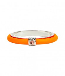 Chic bracelet in silver-plated metal and rubber - Eye-catching and on-trend in neon orange - Skinny bangle style with decorative silver logo detail - Stack or wear solo for a rich pop of color - Pair with streamlined looks and neutral hues for maximum effect Chic bracelet in silver-plated metal and rubber - Eye-catching and on-trend in neon orange - Skinny bangle style with decorative silver logo detail - Stack or wear solo for a rich pop of color - Pair with streamlined looks and neutral hues for maximum effect