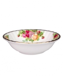 This popular bone china pattern surrounds blooming sprays of colorful English roses with hand-applied bands of 22K gold. Manufacturer's two-year warranty. This popular bone china pattern surrounds blooming sprays of colorful English roses with hand-applied bands of 22K gold. Manufacturer's two-year warranty.