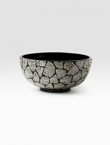 A stunning artisanal piece is handmade in bamboo with intricate eggshell inlay. Coat upon coat of lacquer adds a high-gloss finish. From the Eggshell Collection For decorative use only About 10½ wide Wood Hand wash Imported A stunning artisanal piece is handmade in bamboo with intricate eggshell inlay. Coat upon coat of lacquer adds a high-gloss finish. From the Eggshell Collection For decorative use only About 10½ wide Wood Hand wash Imported