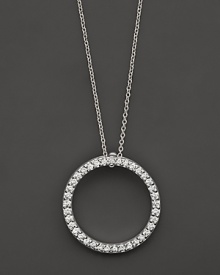 From the Tiny Treasures collection, a small diamond circle necklace; with signature ruby accent. Designed by Roberto Coin. From the Tiny Treasures collection, a small diamond circle necklace; with signature ruby accent. Designed by Roberto Coin.