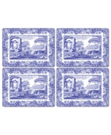 With a quaint country scene and the Imari Oriental border of Spode's Blue Italian dinnerware, these casual cork-back placemats lend distinct old-world charm to traditional tables. With a quaint country scene and the Imari Oriental border of Spode's Blue Italian dinnerware, these casual cork-back placemats lend distinct old-world charm to traditional tables.