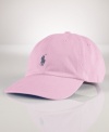 A classic baseball cap in durable cotton chino twill is accented by Ralph Lauren's embroidered pony at the front.