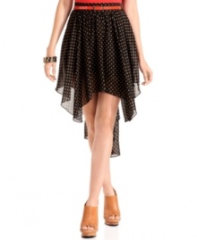 So many reasons to love this skirt from Ali & Kris! From the polka dot print and high-waist style to the cascading asymmetrical hem, amazing details make this piece a total cutie. So many reasons to love this skirt from Ali & Kris! From the polka dot print and high-waist style to the cascading asymmetrical hem, amazing details make this piece a total cutie.