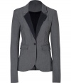 Perfect for busy days at the office, Rachel Zoes denim blazer is a contemporary choice guaranteed to add a chic edge to your outfit - Peaked washed black lapel, long sleeves, buttoned cuffs, single button closure, flap pockets - Tailored fit - Team with button-downs and slim fit trousers, or go all out and wear as a suit