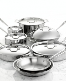 Great kitchens start with top-quality All-Clad cookware. The popular stainless steel collection is constructed of a durable, hand-polished 18/10 stainless steel surface and a pure aluminum core. Long stay-cool handles and stainless lids top the collection off! Lifetime warranty. Great kitchens start with top-quality All-Clad cookware. The popular stainless steel collection is constructed of a durable, hand-polished 18/10 stainless steel surface and a pure aluminum core. Long stay-cool handles and stainless lids top the collection off! Lifetime warranty.