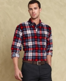 Get a shirt that shows your festive side with this tartan button front from Tommy Hilfiger.