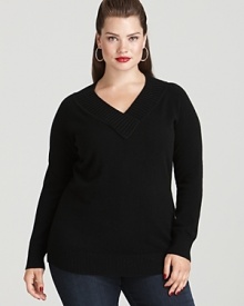 This Jones New York Collection's cashmere sweater brings a sumptuous touch to luxurious, everyday style. This Jones New York Collection's cashmere sweater brings a sumptuous touch to luxurious, everyday style.