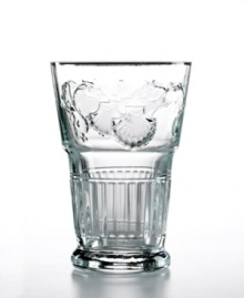 Feel like royalty with the immaculate detail and old-world opulence of Versailles tumblers from French Home's collection of drinking glasses. Luminous glass embossed and defined with seashells, fluting and scrolling vines puts European grandeur within reach. Feel like royalty with the immaculate detail and old-world opulence of Versailles tumblers from French Home's collection of drinking glasses. Luminous glass embossed and defined with seashells, fluting and scrolling vines puts European grandeur within reach.