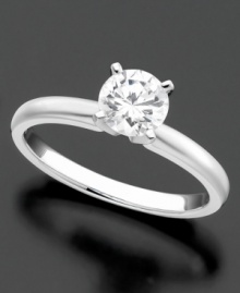 Take her breath away with this pristine engagement ring featuring round-cut diamond (1/2 ct. t.w.) set in 18k white gold. Take her breath away with this pristine engagement ring featuring round-cut diamond (1/2 ct. t.w.) set in 18k white gold.