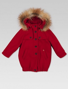 Button-front, wool-blend, felt parka with attached hood, fox fur trim, tone-on-tone GG lining and metal interlocking Gucci detail.Attached hoodLong sleevesFront button placketTwo buttoned storm flapsAngled pocketsElasticized hem70% wool/20% polyamide/10% cashmereDry cleanMade in ItalyFox fur: Finland, Denmark and Canada Please note: Number of buttons may vary depending on size ordered. Button-front, wool-blend, felt parka with attached hood, fox fur trim, tone-on-tone GG lining and metal interlocking Gucci detail.Attached hoodLong sleevesFront button placketTwo buttoned storm flapsAngled pocketsElasticized hem70% wool/20% polyamide/10% cashmereDry cleanMade in ItalyFox fur: Finland, Denmark and Canada Please note: Number of buttons may vary depending on size ordered.