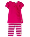 Ruffles and stripes and everything nice. Juicy Couture's cap sleeve and legging set flaunts a girly look you'll both love.