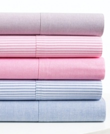 Think pink. Classic pinstripes in pink and white dress your bed in polished, Lauren Ralph Lauren University style. Featuring pure cotton. Pillowcases feature a 4 self hem. Think pink. Classic pinstripes in pink and white dress your bed in polished, Lauren Ralph Lauren University style. Featuring pure cotton. Pillowcases feature a 4 self hem.