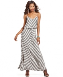 In bright chevron stripes, this Bar III maxi dress is perfect for an effortlessly cool spring look!