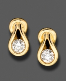 Brilliant faceted diamonds (1/3 ct. t.w.) heighten the drama of these fine 14k gold earrings by Everlon™. Drop measures approximately 1/4 inch. Brilliant faceted diamonds (1/3 ct. t.w.) heighten the drama of these fine 14k gold earrings by Everlon™. Drop measures approximately 1/4 inch.