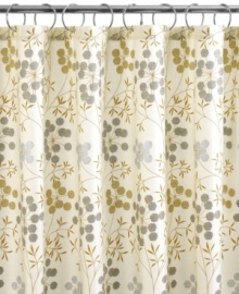 Modern florals get a glamorous makeover in Martha Stewart Collection's Garden Glimmer shower curtain, featuring metallic touches of gold and sliver. Modern florals get a glamorous makeover in Martha Stewart Collection's Garden Glimmer shower curtain, featuring metallic touches of gold and sliver.