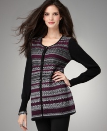 Make a bold statement in this cozy petite Style&co. sweater, rendered in graphic Fair Isle knit. Pair it with your favorite black pants for no-fuss style. Make a bold statement in this cozy petite Style&co. sweater, rendered in graphic Fair Isle knit. Pair it with your favorite black pants for no-fuss style.