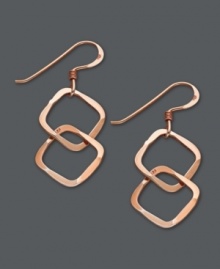 A caramel-colored hue lends a contemporary touch to any look. Studio Silver's petite drop earrings feature two interlocking squares set in 18k rose gold over sterling silver. Approximate drop: 1-1/2 inches. A caramel-colored hue lends a contemporary touch to any look. Studio Silver's petite drop earrings feature two interlocking squares set in 18k rose gold over sterling silver. Approximate drop: 1-1/2 inches.