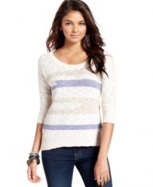 Soft stripes make this American Rag sweater the kind of style you'll want to cozy up to. Soft stripes make this American Rag sweater the kind of style you'll want to cozy up to.