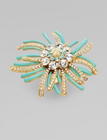 A wild, artistic creation of color and sparkle. Glass, enamel 12k goldplating Width, about 3 Adjustable Imported A wild, artistic creation of color and sparkle. Glass, enamel 12k goldplating Width, about 3 Adjustable Imported