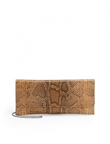 THE LOOKTuck-away shoulder chainEnvelope silhouetteMagnetic flap closureOne inside zip pocketInside logo detailTHE MEASUREMENTShoulder chain, 14 drop12W X 5½H X ¼DTHE MATERIALPythonLeather and printed fabric liningORIGINMade in USA THE LOOKTuck-away shoulder chainEnvelope silhouetteMagnetic flap closureOne inside zip pocketInside logo detailTHE MEASUREMENTShoulder chain, 14 drop12W X 5½H X ¼DTHE MATERIALPythonLeather and printed fabric liningORIGINMade in USA