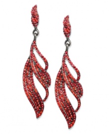 Red-hot fashion, by Style&co. These luminous earrings catch fire with red pave accents on a swirling design. Crafted in silver tone mixed metal. Approximate drop: 2-3/4 inches.