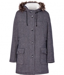 Warmth and style are no longer mutually exclusive with this schoolboy-inspired wool-blend hooded coat from Paul & Joe Sister - Faux-fur trimmed hood with drawstring, front button placket, hidden front zip, long sleeves, flap pockets, belted back sash, cream faux-shearling zip-in vest lining, quilted coat lining - Classic straight fit - Wear with an elevated jeans-and-tee ensemble or a pencil skirt and blouse combo Warmth and style are no longer mutually exclusive with this schoolboy-inspired wool-blend hooded coat from Paul & Joe Sister - Faux-fur trimmed hood with drawstring, front button placket, hidden front zip, long sleeves, flap pockets, belted back sash, cream faux-shearling zip-in vest lining, quilted coat lining - Classic straight fit - Wear with an elevated jeans-and-tee ensemble or a pencil skirt and blouse combo