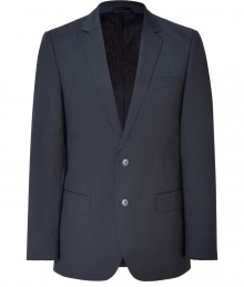 Add instant elegance to your workweek look with this sophisticated blazer from Hugo - Narrow lapels, two-button closure, single chest pocket, front flap pockets, slim fit, back vent - Pair with matching pants and a striped button down