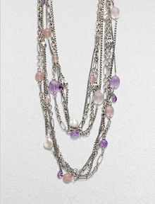 From the Bijoux Collection. Textural chains of sterling silver are vibrantly dotted with lavender amethyst, rose quartz, and pearl.Amethyst, rose quartz, and pearl Sterling silver Length, about 44 Toggle clasp Imported From the Bijoux Collection. Textural chains of sterling silver are vibrantly dotted with lavender amethyst, rose quartz, and pearl.Amethyst, rose quartz, and pearl Sterling silver Length, about 44 Toggle clasp Imported