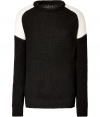 Detailed with ecru shoulders for that modern feel, Iros iteration of the classic pullover is an ultra cool choice tailored to all-season chic - Rounded neckline, long sleeves, ribbed trim - Easy straight silhouette - Team with everything from jeans and biker boots to button-downs and slim tailored trousers