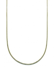 A simple chain adds a ton of dimension. Giani Bernini's intricate box chain is crafted in 24k gold over sterling silver. Approximate length: 18 inches. A simple chain adds a ton of dimension. Giani Bernini's intricate box chain is crafted in 24k gold over sterling silver. Approximate length: 18 inches.