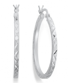 An intricate etched design reflects the light on Giani Bernini's luminous hoop earrings. Crafted in sterling silver. Approximate diameter: 1-1/4 inches. An intricate etched design reflects the light on Giani Bernini's luminous hoop earrings. Crafted in sterling silver. Approximate diameter: 1-1/4 inches.