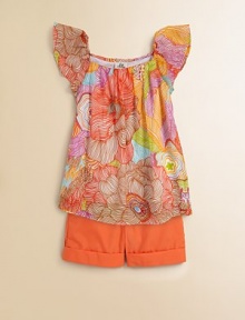 Vibrant sketched florals highlight this dreamy swing topper crafted from cotton and silk for your pretty little girl.Square necklineFlutter sleevesPullover styleSlightly flared from bust to hem74% cotton/26% silkDry cleanImported Vibrant sketched florals highlight this dreamy swing topper crafted from cotton and silk for your pretty little girl.Square necklineFlutter sleevesPullover styleSlightly flared from bust to hem74% cotton/26% silkDry cleanImported