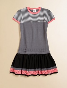 This sweet knit is crafted in a precious, drop-waist silhouette with bold stripes, an argyle pattern and pointelle detail at the neck and sleeves.Round necklineShort sleevesPullover styleDrop-waist72% viscose/28% polyesterHand washMade in the USA of imported fabric This sweet knit is crafted in a precious, drop-waist silhouette with bold stripes, an argyle pattern and pointelle detail at the neck and sleeves.Round necklineShort sleevesPullover styleDrop-waist72% viscose/28% polyesterHand washMade in the USA of imported fabric