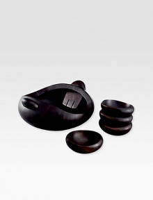 The strong, primal shapes of this wooden salad bar set give the pieces a wonderful natural feel. Includes 1 large salad bowl, set of tongs, 4 small salad bowls.WoodLarge salad bowl: 15L X 15½W X 6½HHand washImported The strong, primal shapes of this wooden salad bar set give the pieces a wonderful natural feel. Includes 1 large salad bowl, set of tongs, 4 small salad bowls.WoodLarge salad bowl: 15L X 15½W X 6½HHand washImported