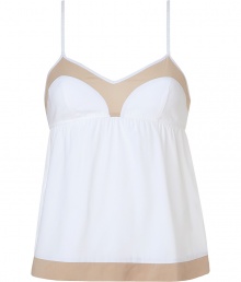 Whether youre looking to lounge in style or add some comfort to your evening look, this chic Philip Lim camisole slip top up the style factor - V-neck, empire waist, contrasting color block detailing at bust and bodice, adjustable straps, back hook and eye closure - Pair with a kimono and cashmere pants for at-home style or skinny jeans, a shawl neck cardigan, and booties for off-duty cool Whether youre looking to lounge in style or add some comfort to your evening look, this chic Philip Lim camisole slip top up the style factor - V-neck, empire waist, contrasting color block detailing at bust and bodice, adjustable straps, back hook and eye closure - Pair with a kimono and cashmere pants for at-home style or skinny jeans, a shawl neck cardigan, and booties for off-duty cool