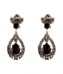 Stash away your studs and go for drama with R.J.Grazianos crystal drop earrings, perfect for giving your look a glamorous finish - Prong set black and silver-grey crystals - Wear with swept up hair as a finishing touch to cocktail dresses