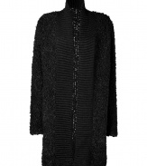Perfect for layering over slim fit pants, Antik Batiks boucl? knit long cardigan is as cozy at it is contemporary - Ribbed collar and front paneling, long sleeves, textural boucl? long sleeves and body - Long straight silhouette - Wear with leather leggings, tees and statement ankle boots