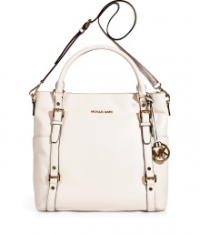 With downtown-ready styling and gold-tone hardware, this MICHAEL Michael Kors bag features ultra chic versatility - Classic tote shape, top carrying handles and a convertible shoulder strap, buckle details, side pockets, textured leather - Perfect for everyday use, off-duty cool, or stylish travel With downtown-ready styling and gold-tone hardware, this MICHAEL Michael Kors bag features ultra chic versatility - Classic tote shape, top carrying handles and a convertible shoulder strap, buckle details, side pockets, textured leather - Perfect for everyday use, off-duty cool, or stylish travel