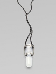 Keep up with the times in this unique hourglass pendant on a link chain. Sterling silverLength, about 22½Pendant size, about 2½Slip-on styleImported Keep up with the times in this unique hourglass pendant on a link chain. Sterling silverLength, about 22½Pendant size, about 2½Slip-on styleImported