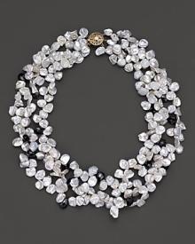 Blending silver gray pearls, white pearls and faceted hematite beads, this multi-row necklace brings luxurious textures to your look.